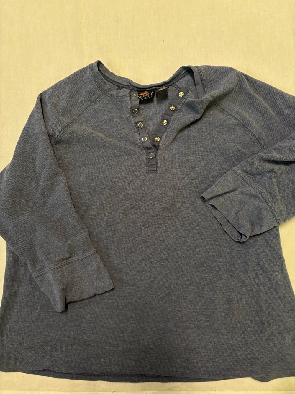 Route 66 Long Sleeve Henley in Heather Blue